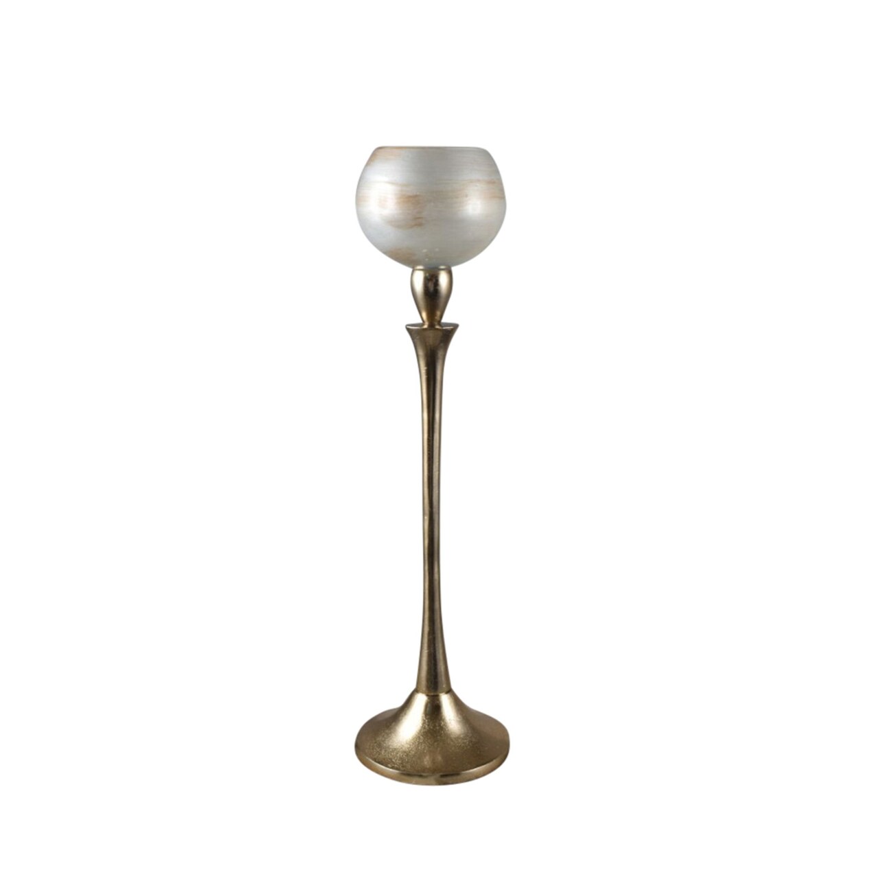 Kingston Living 20" White and Gold Glass Goblet Votive Holder